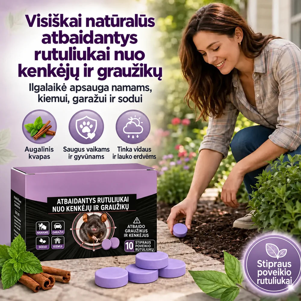 Natūralūs kvapnūs atbaidantys rutuliukai nuo kenkėjų ir graužikų