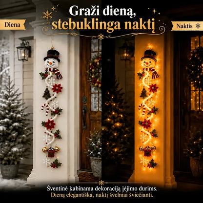Šviečianti kalėdinė kabinama durų dekoracija