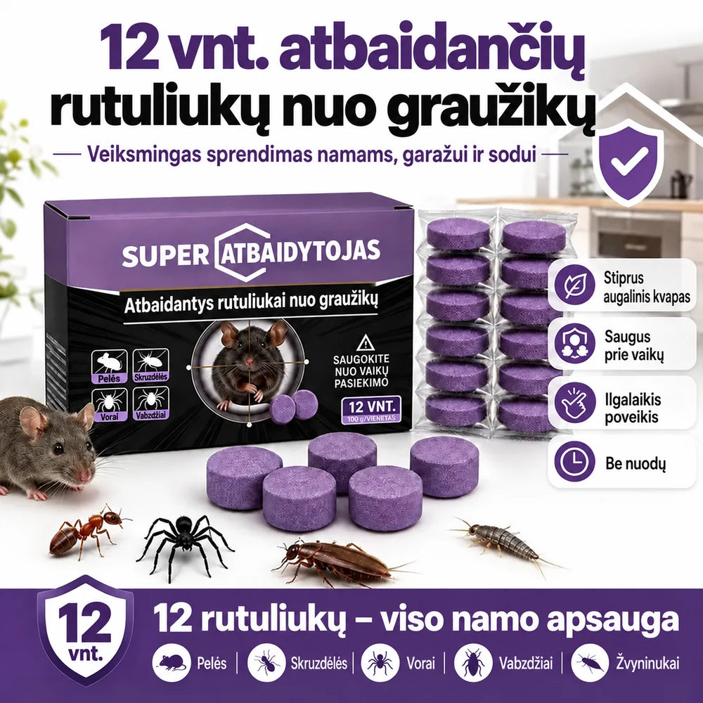 Natūralūs kvapnūs atbaidantys rutuliukai nuo kenkėjų ir graužikų