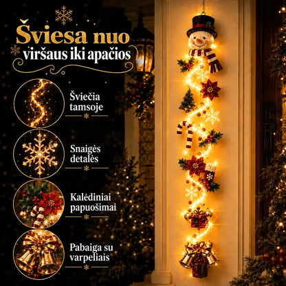 Šviečianti kalėdinė kabinama durų dekoracija