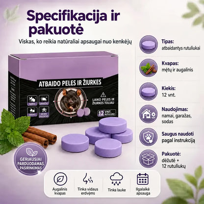 Natūralūs kvapnūs atbaidantys rutuliukai nuo kenkėjų ir graužikų