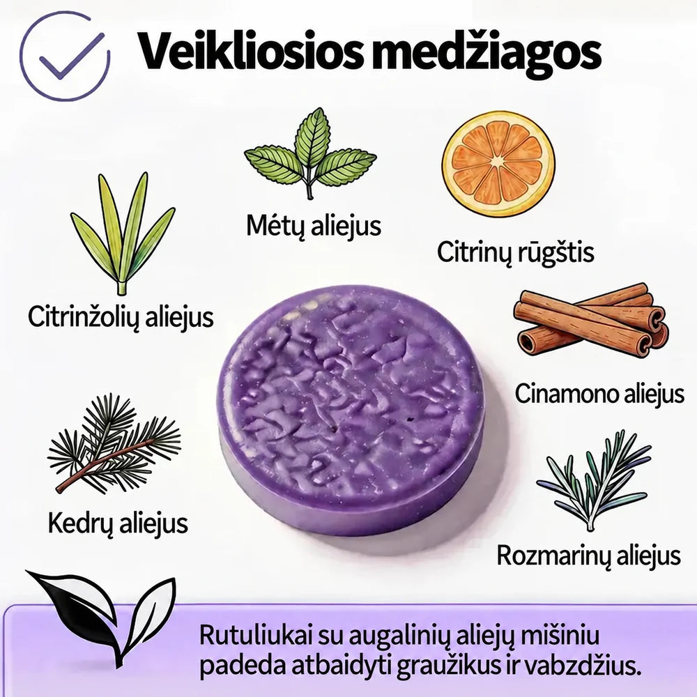 Natūralūs kvapnūs atbaidantys rutuliukai nuo kenkėjų ir graužikų